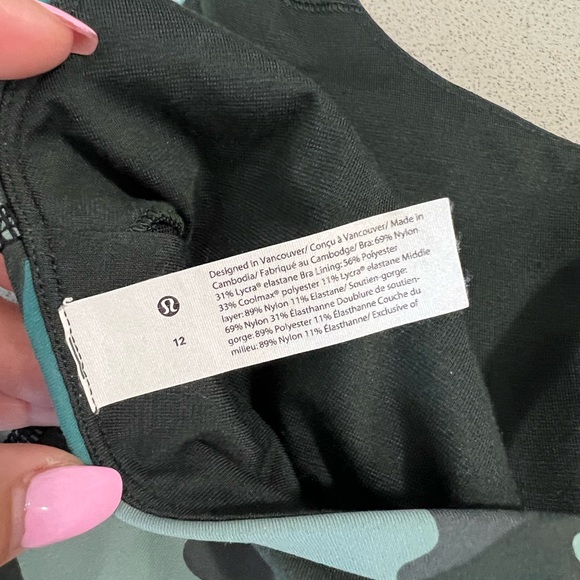 Turquoise and gray camo print, Lululemon sports bra, size 12 - Picture 3 of 3